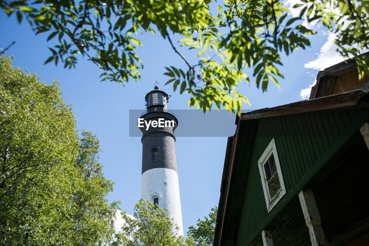 Low angle view of lighthouse against sky