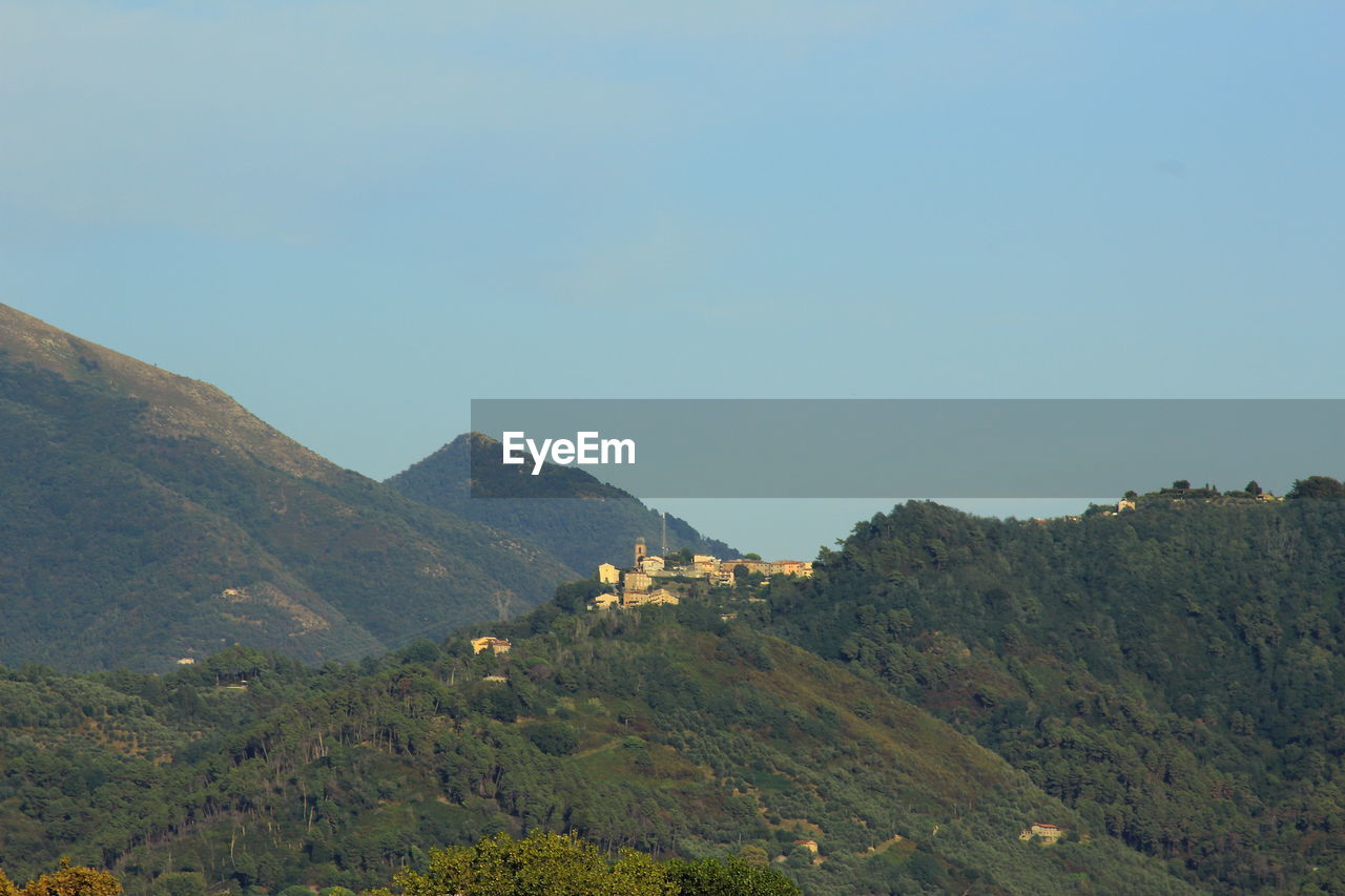 Scenic view of mountains against clear sky