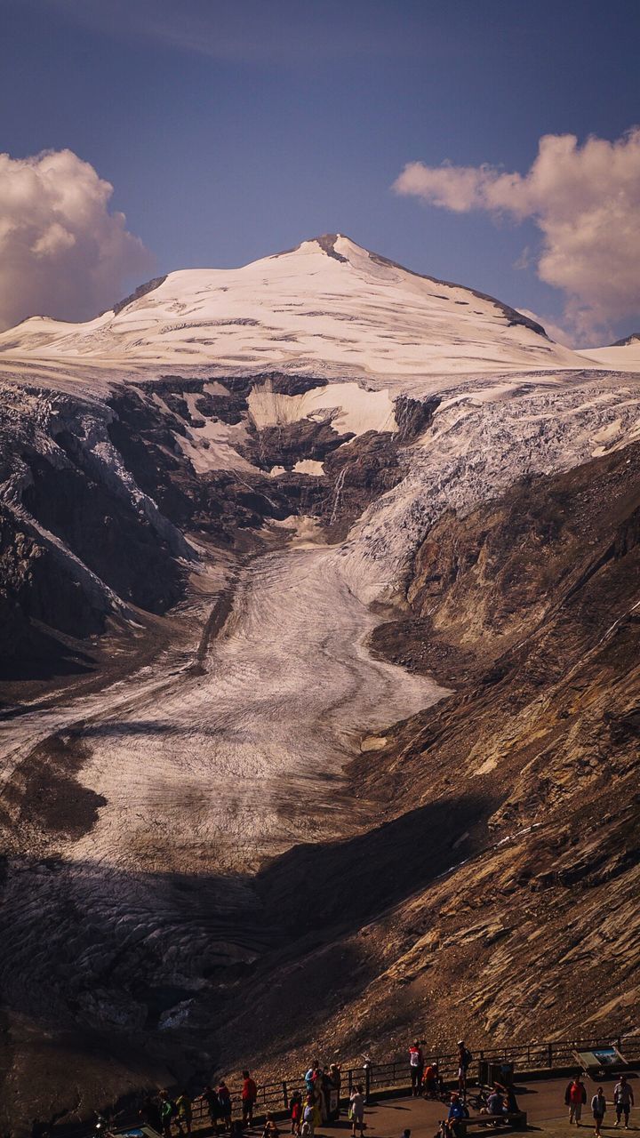 Scenic view of snowcapped mountain against sky