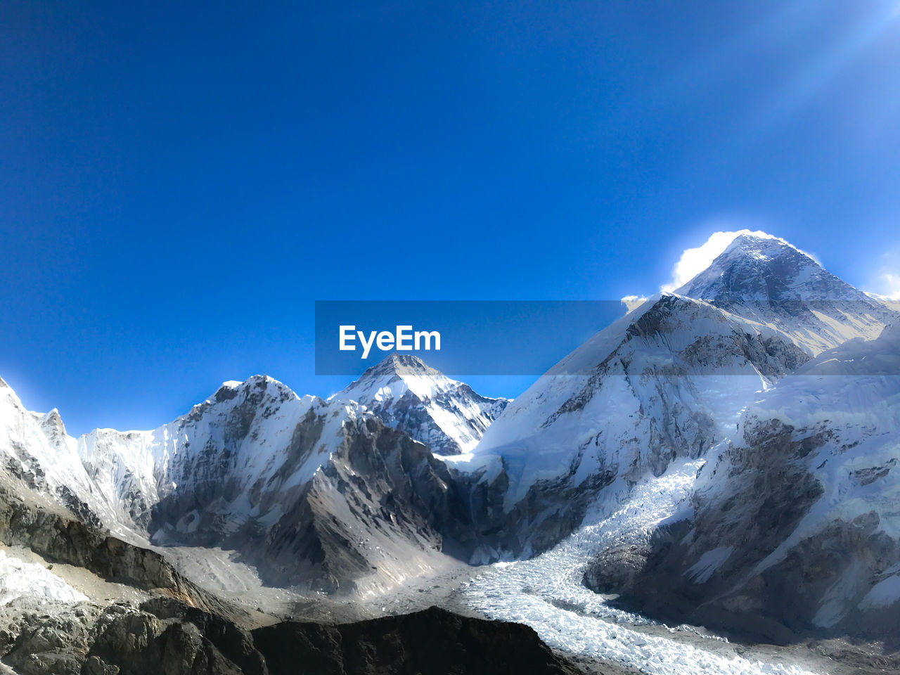 SNOW COVERED MOUNTAINS AGAINST CLEAR BLUE SKY