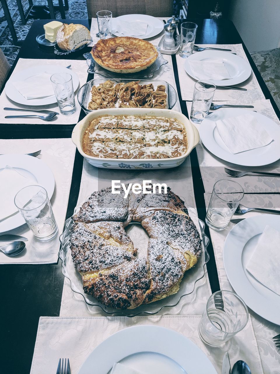 HIGH ANGLE VIEW OF VARIOUS FOOD ON TABLE IN RESTAURANT