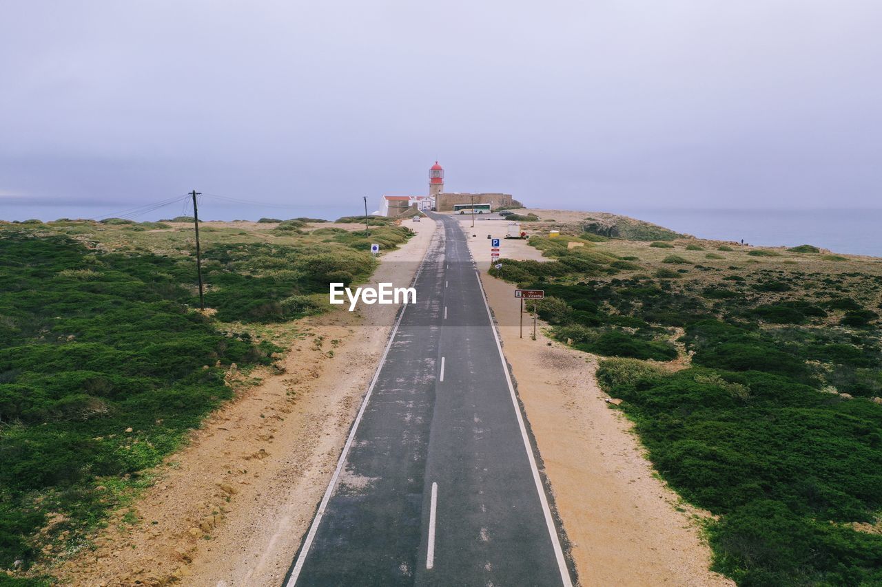 High angle view of road leading towards lighthouse