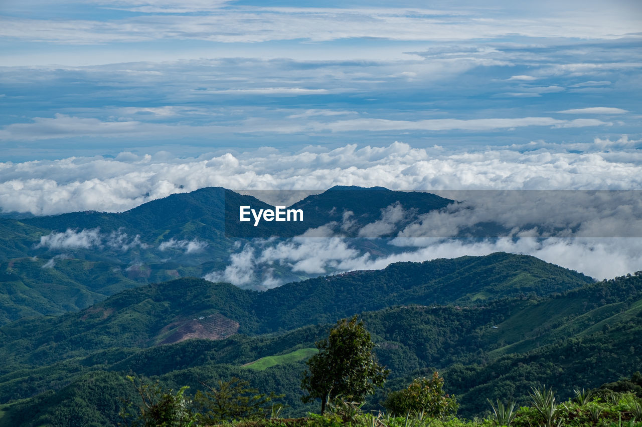 Scenic view of mountains against sky