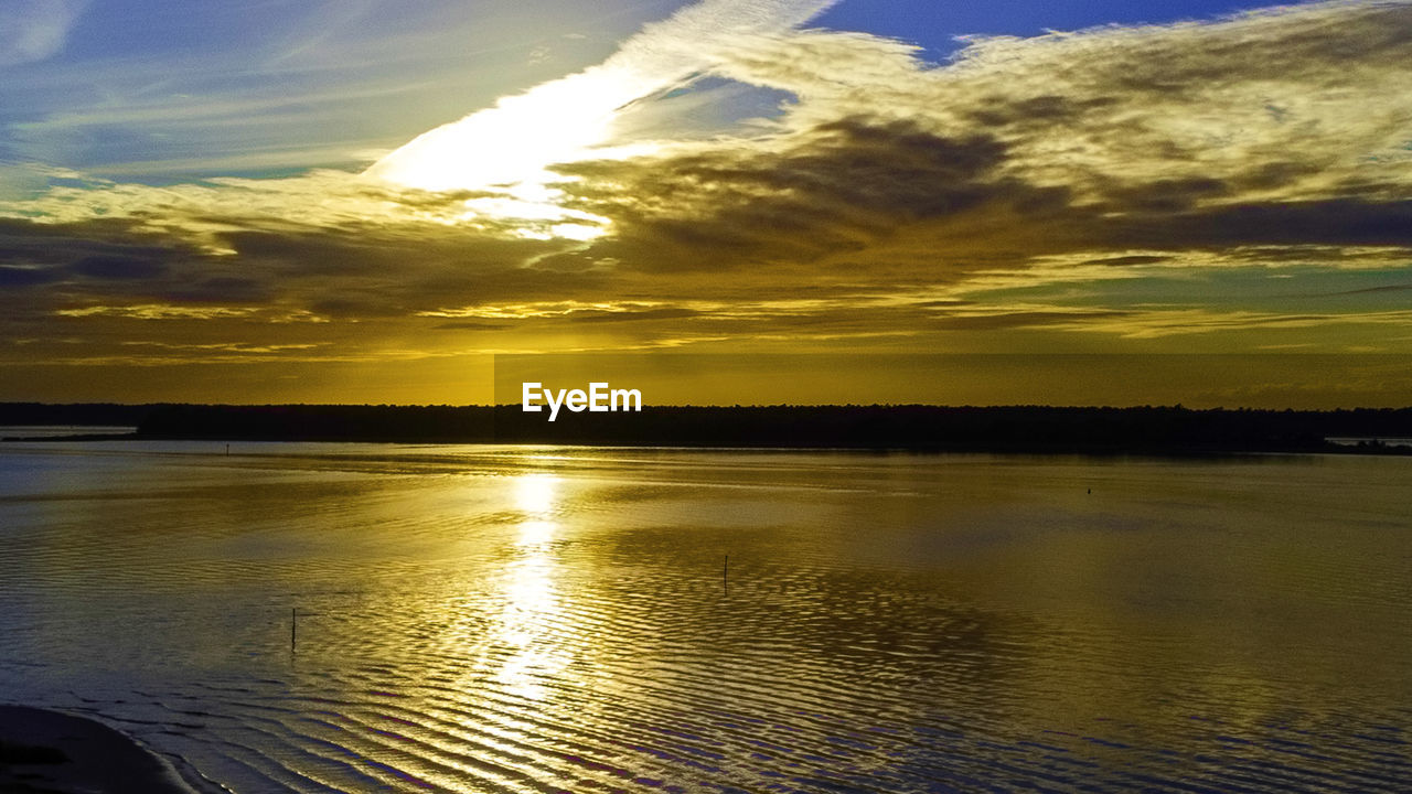 SCENIC VIEW OF LAKE DURING SUNSET