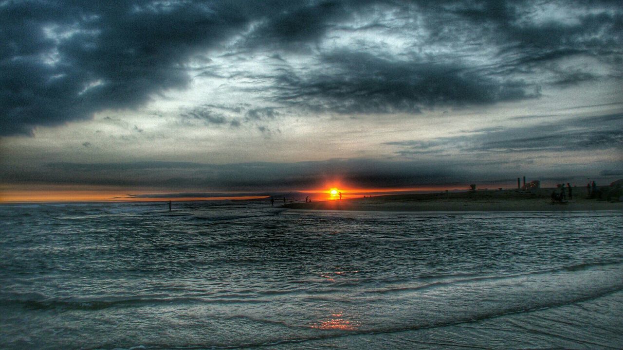 SCENIC VIEW OF SEA AGAINST DRAMATIC SKY DURING SUNSET