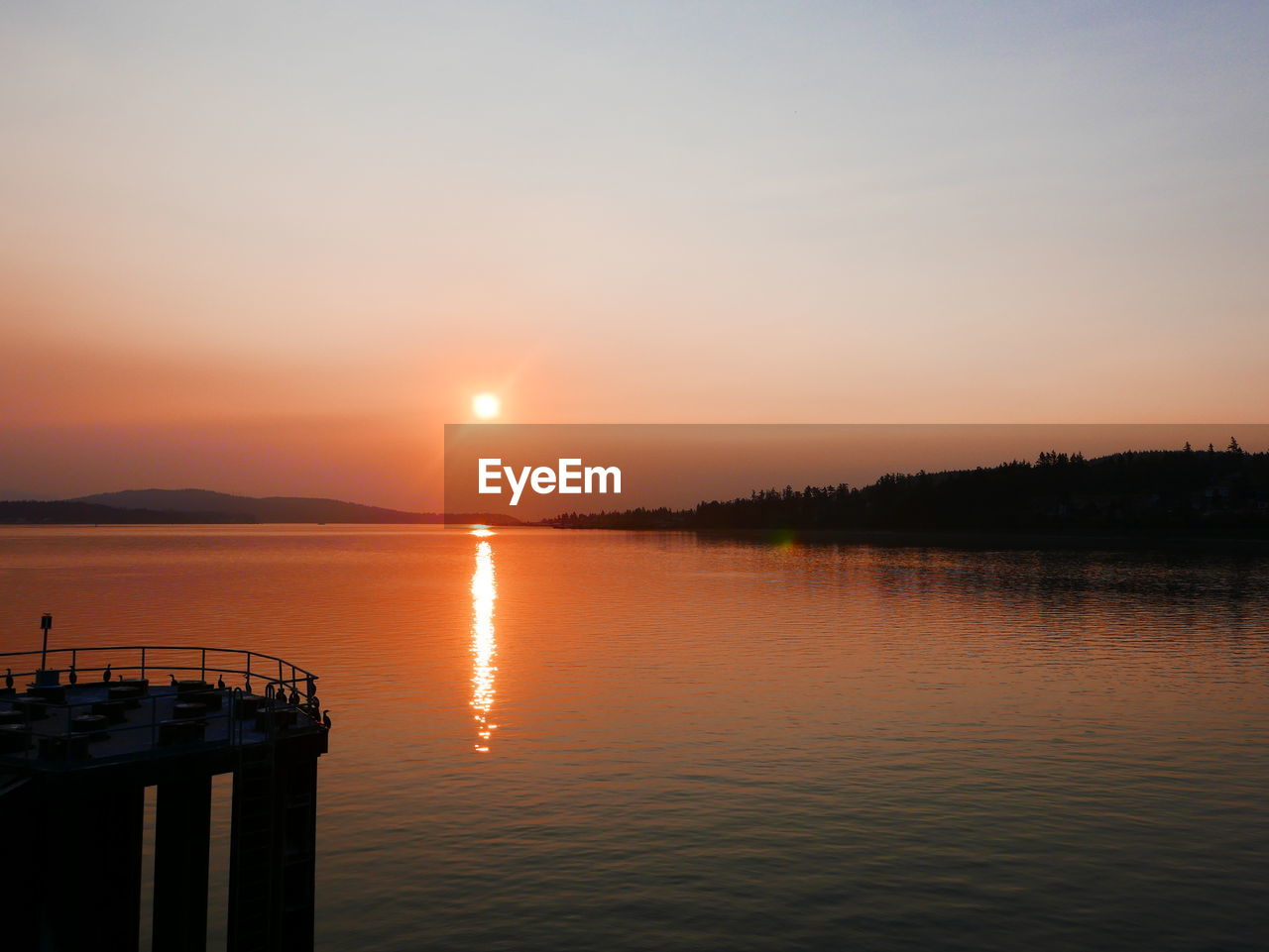 SCENIC VIEW OF SEA AGAINST ORANGE SKY