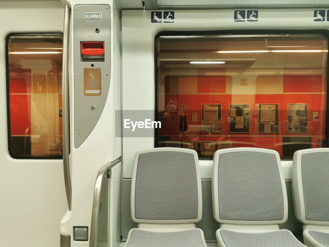 VIEW OF TRAIN IN EMPTY SEATS