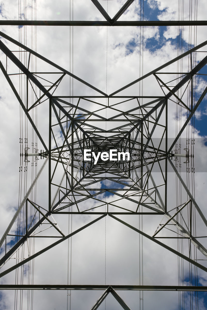 Abstract background texture image of power transmission lines running behind pylon