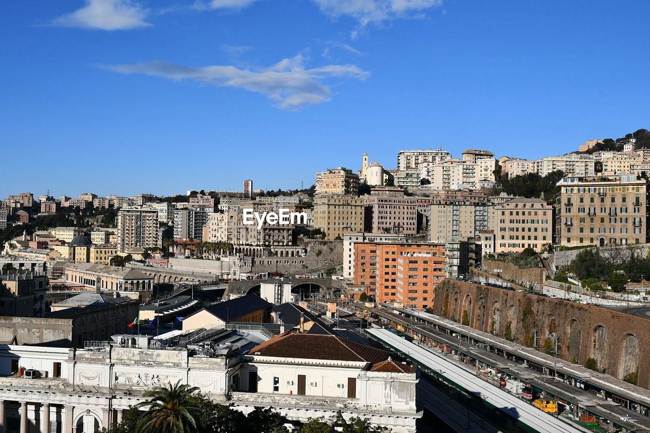 Cityscape against blue sky