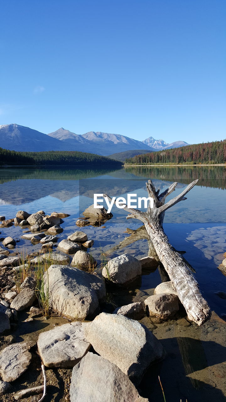 View of lake with mountains in background