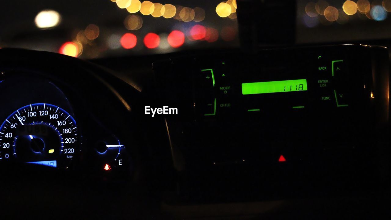 Illuminated speedometer in car