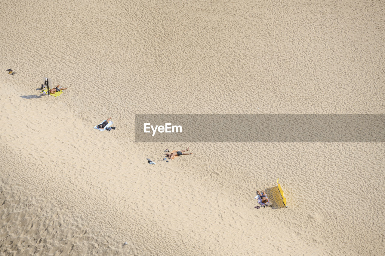 High angle view of people on beach