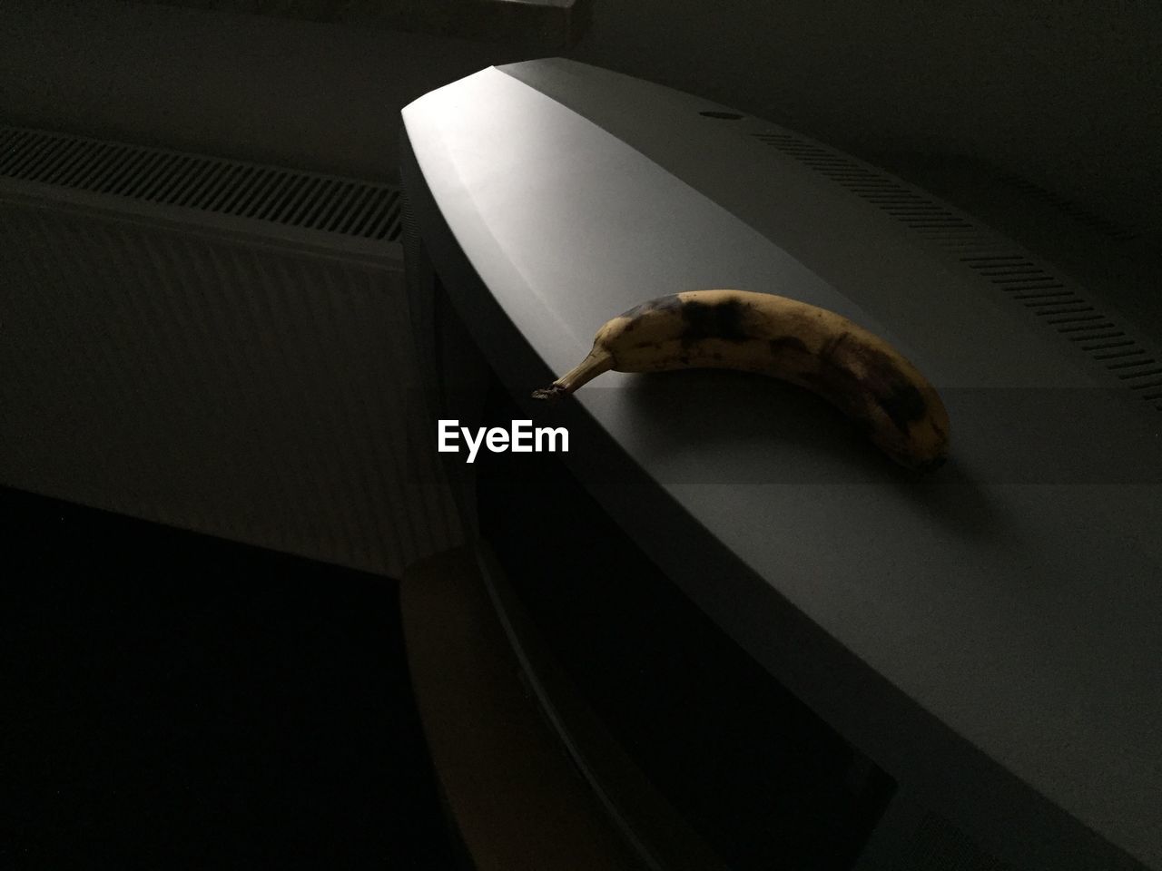 High angle view of banana on table at home
