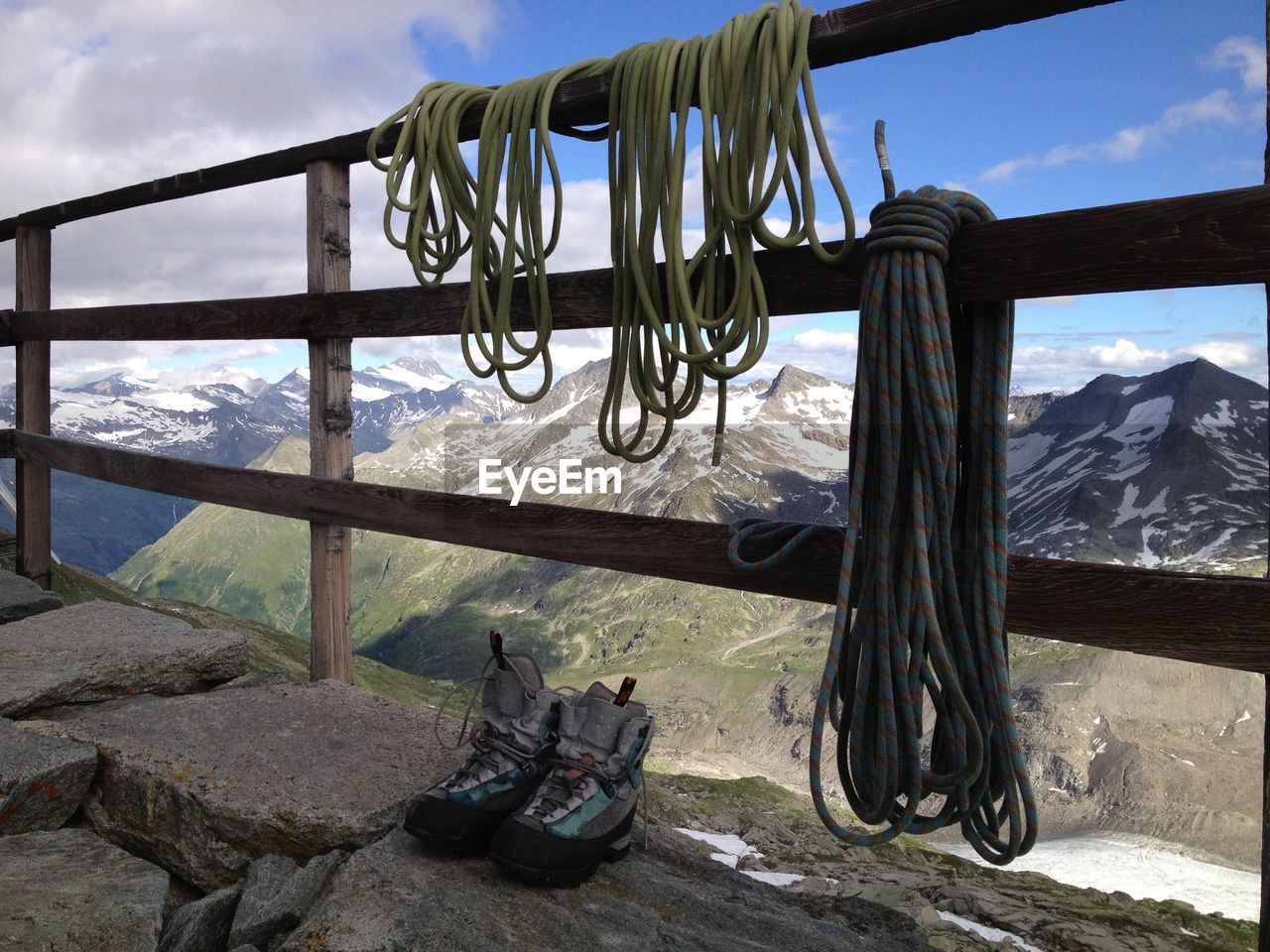 Climbing ropes on railing