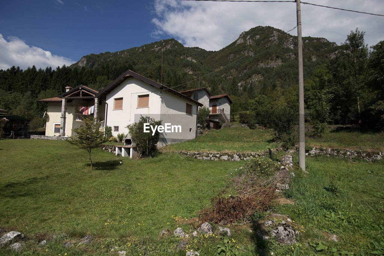 SCENIC VIEW OF HOUSES AND TREES AGAINST SKY