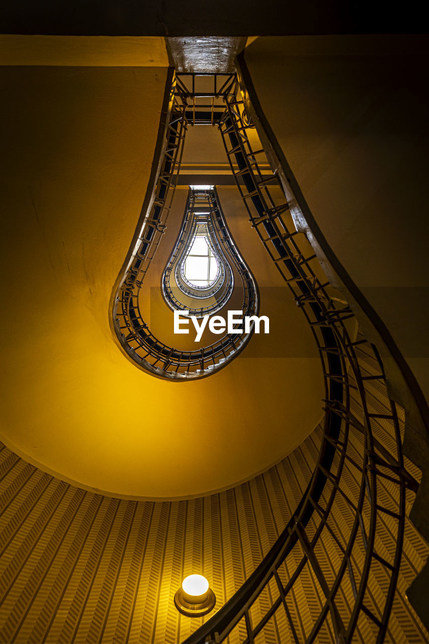 Low angle view of ceiling on a staircase