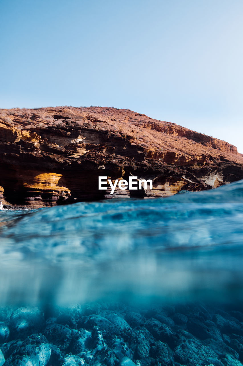 Scenic view of sea against clear sky