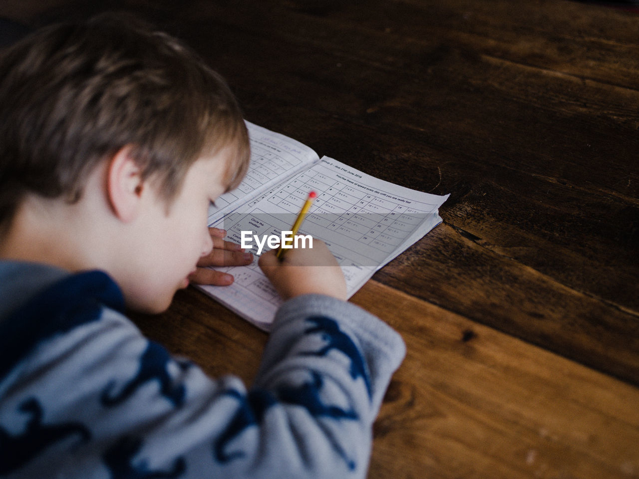 PORTRAIT OF BOY HOLDING TABLE