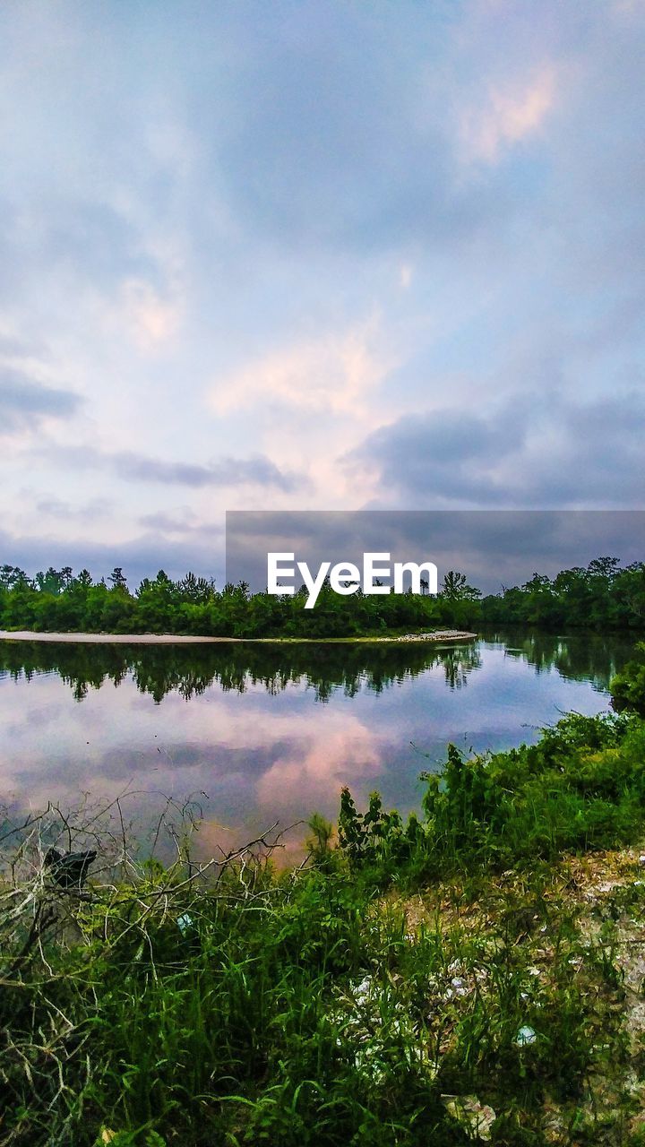 Scenic view of lake against sky