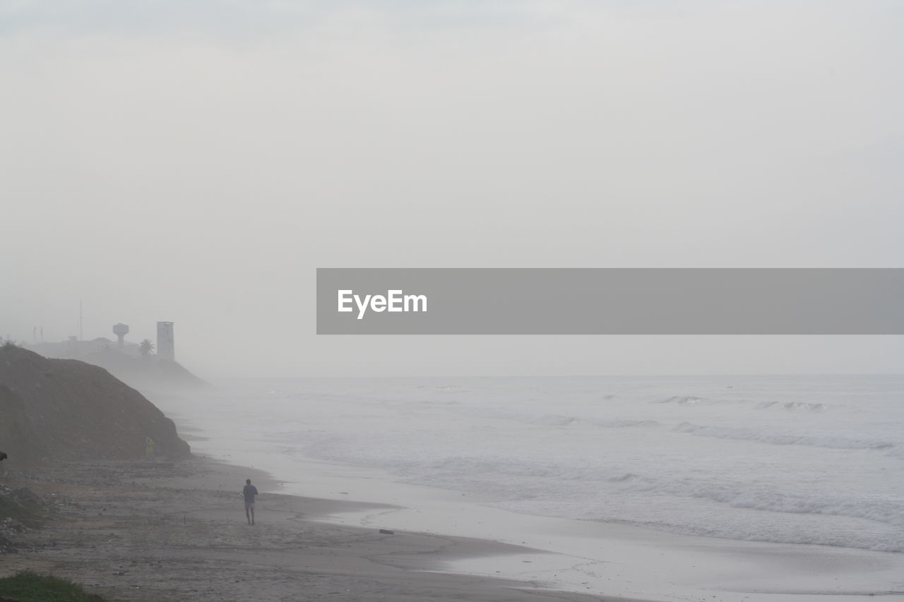View of beach against clear sky