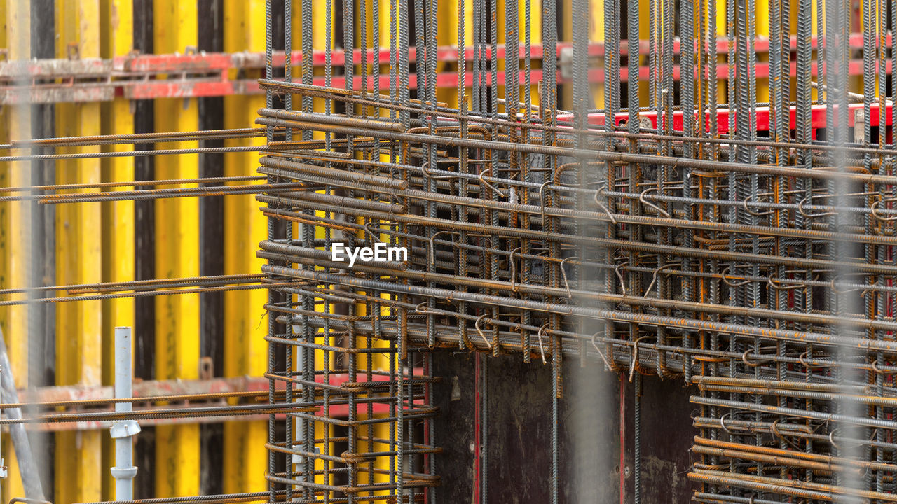 no people, industry, metal, architecture, yellow, construction site, outdoors, construction industry, built structure, day