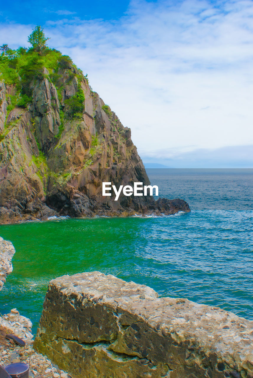 scenic view of sea against cloudy sky