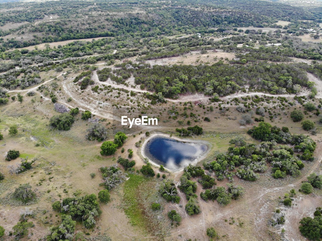 High angle view of road along landscape