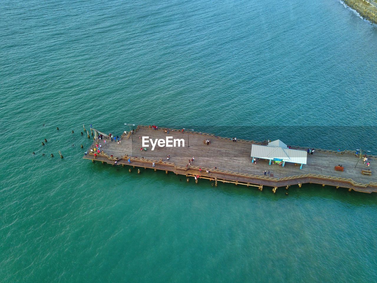 High angle view of pier on sea