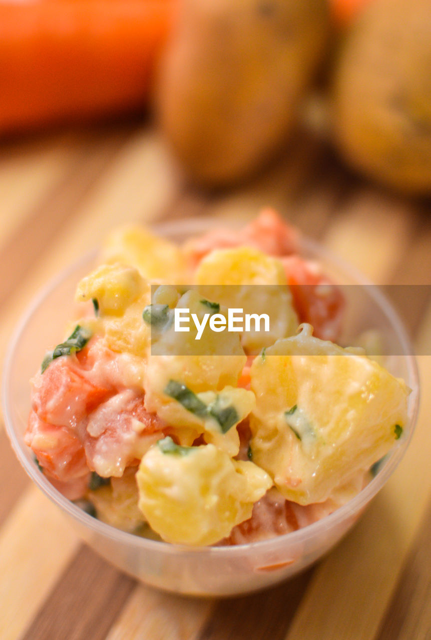 Close-up of food in bowl on table
