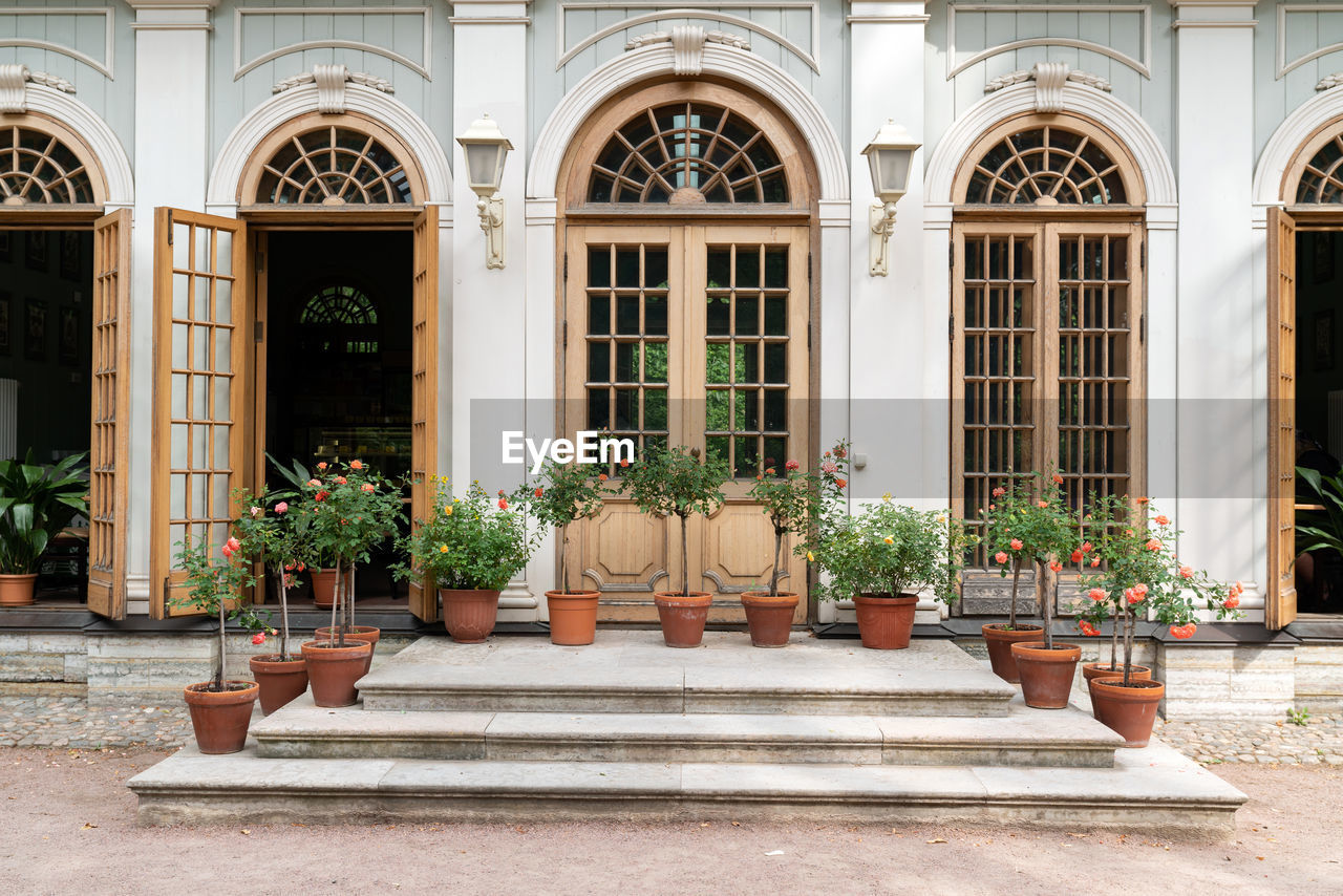 POTTED PLANTS ON BUILDING ENTRANCE