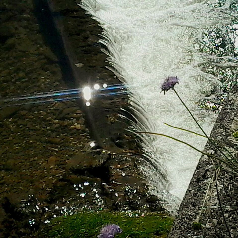 CLOSE-UP HIGH ANGLE VIEW OF WATER IN SUNLIGHT