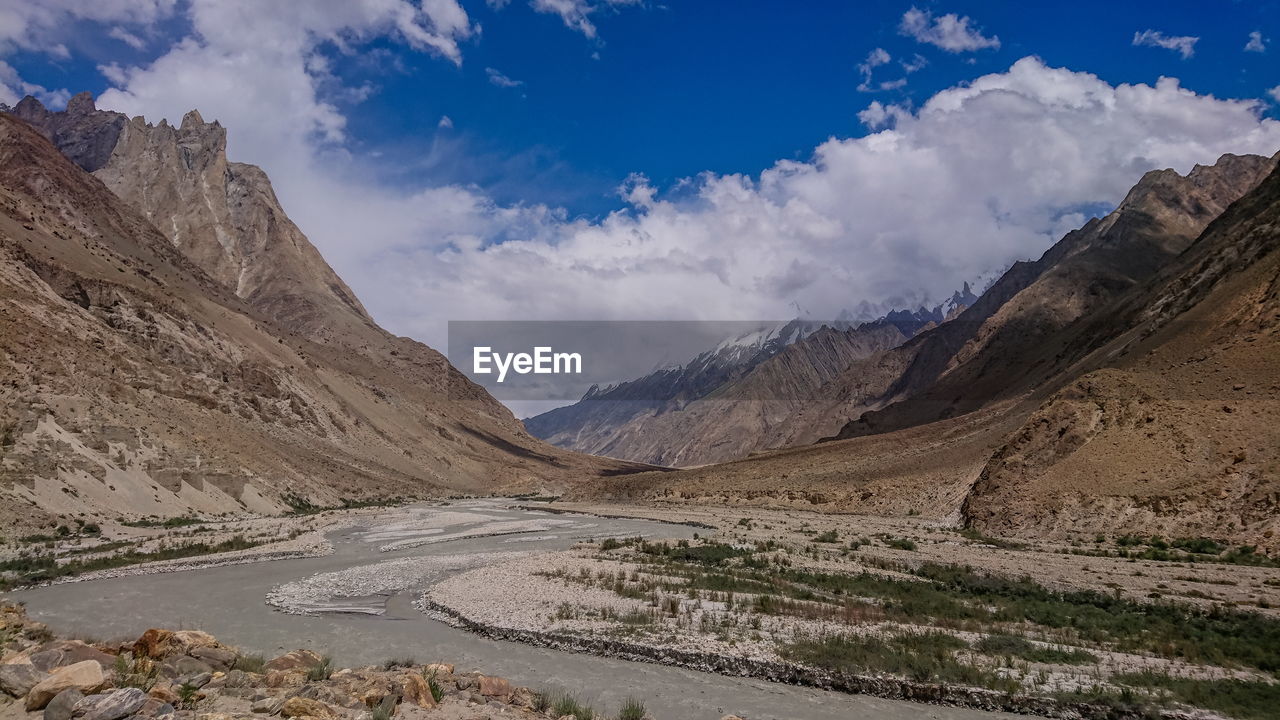 Panoramic view of mountains against sky