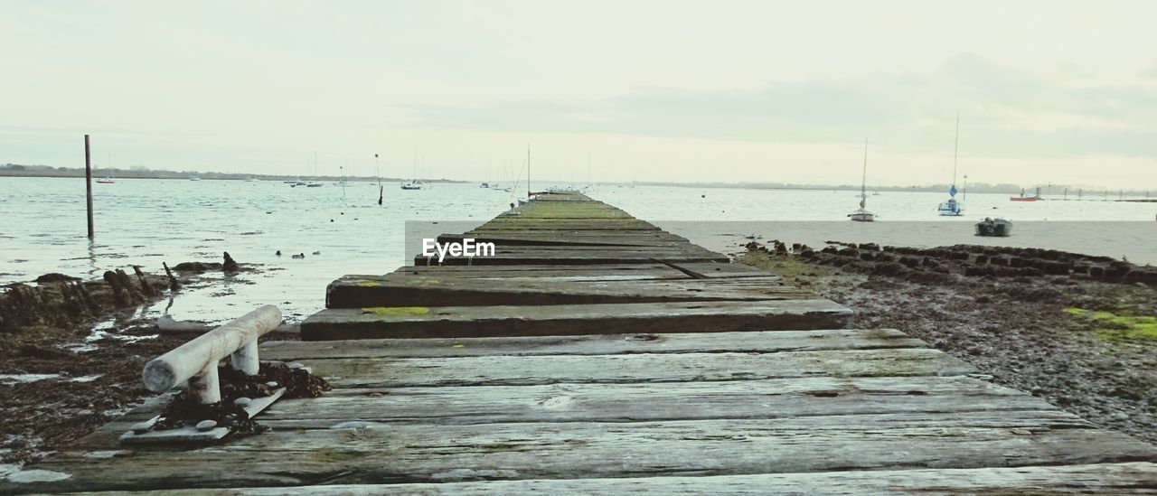 VIEW OF PIER ON SEA