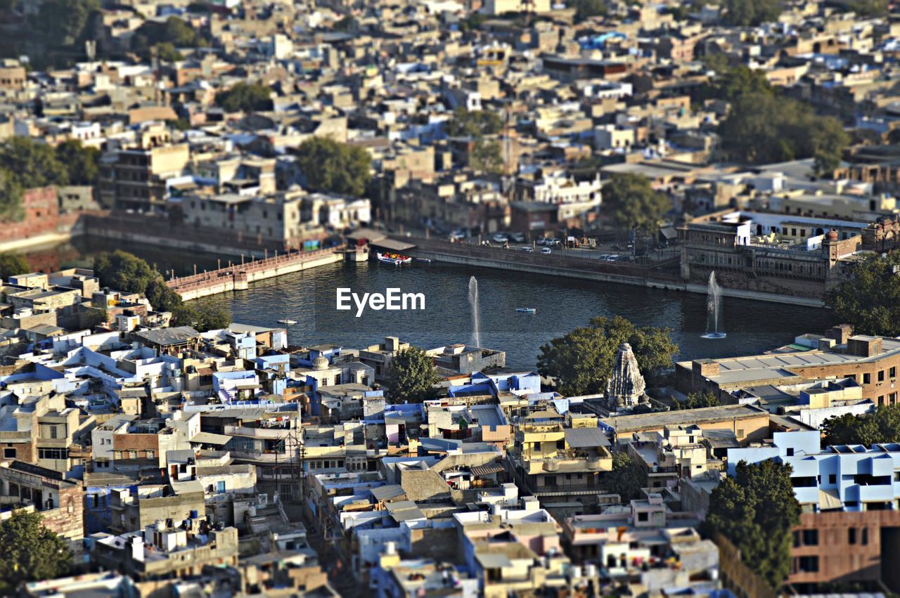 High angle shot of townscape