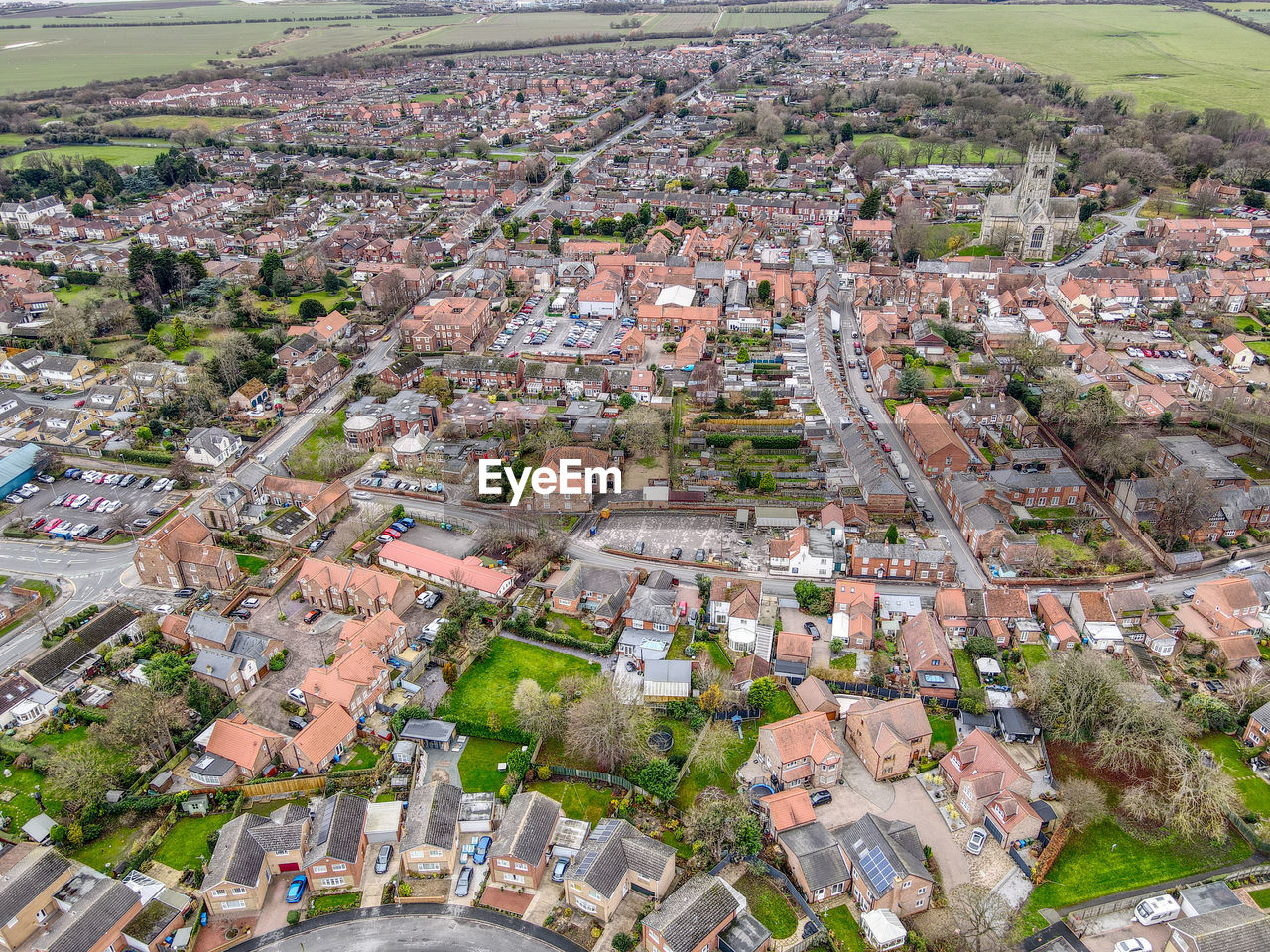 Overhead view of the town of hedon, east riding of yorkshire, uk