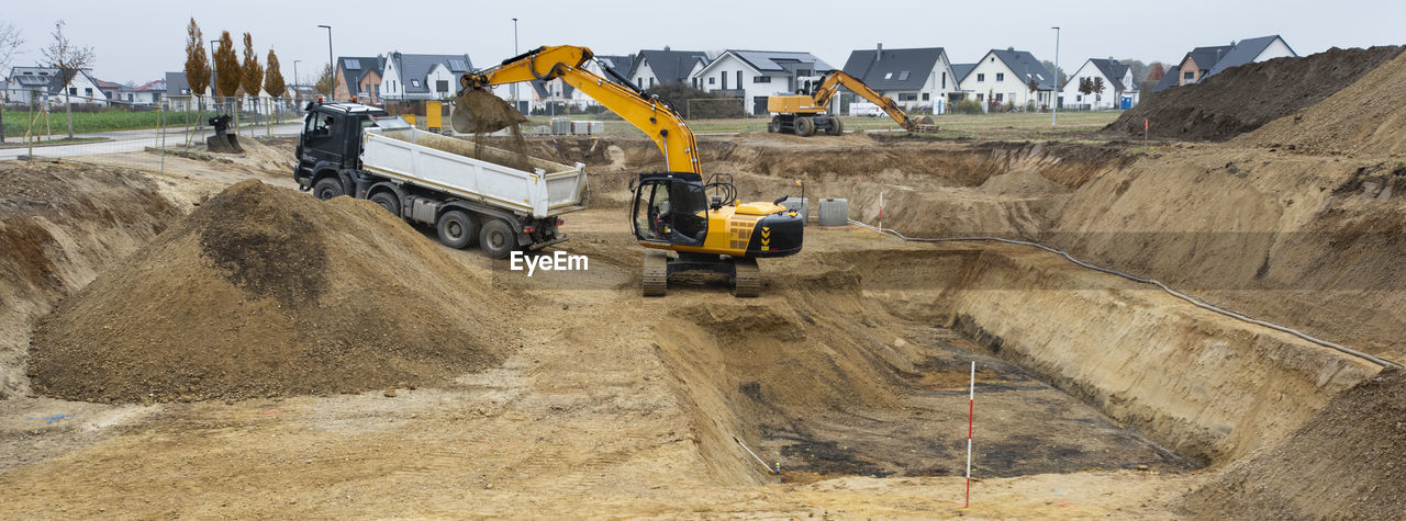 Construction site and foundation of building