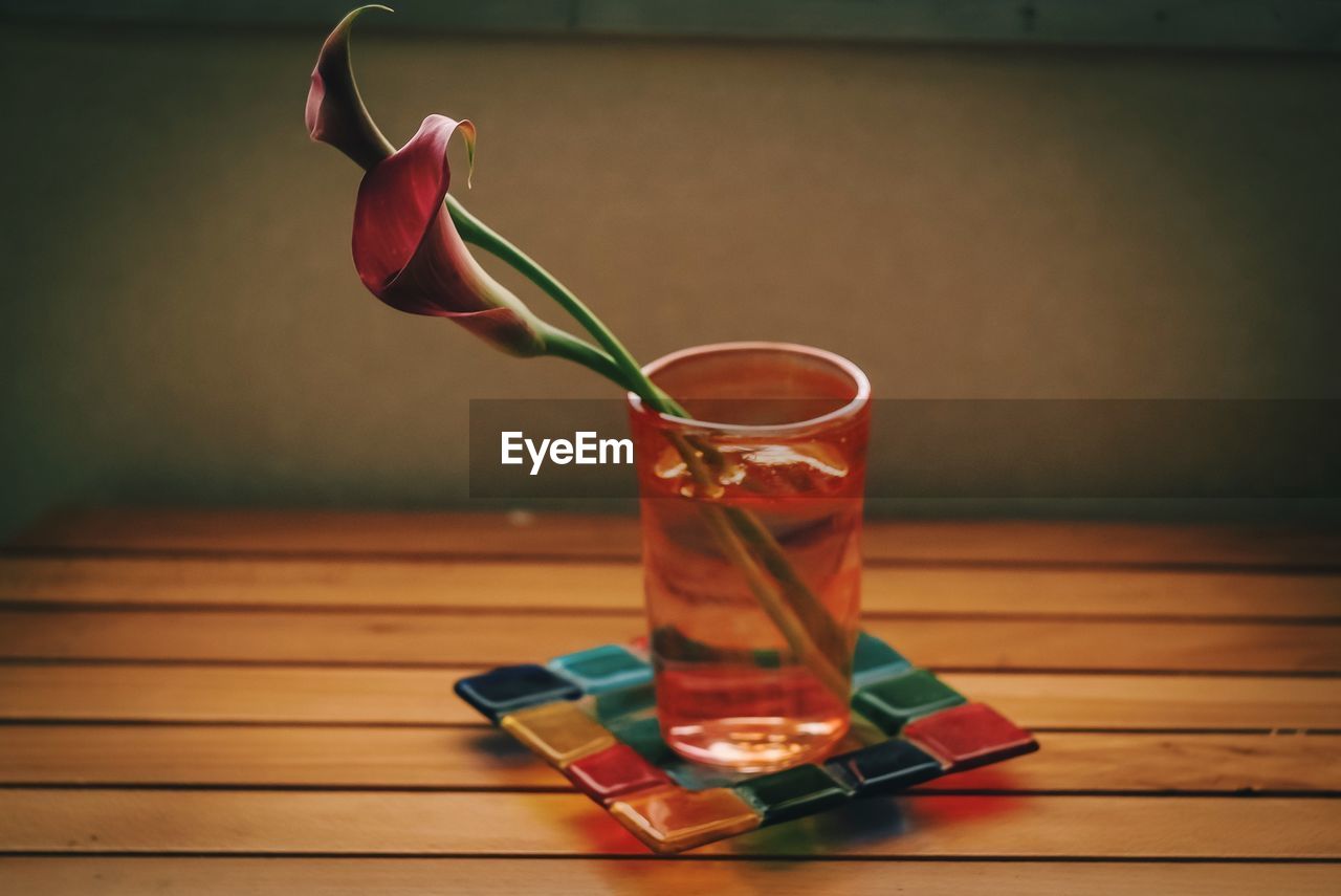 Close-up of drink in glass on table