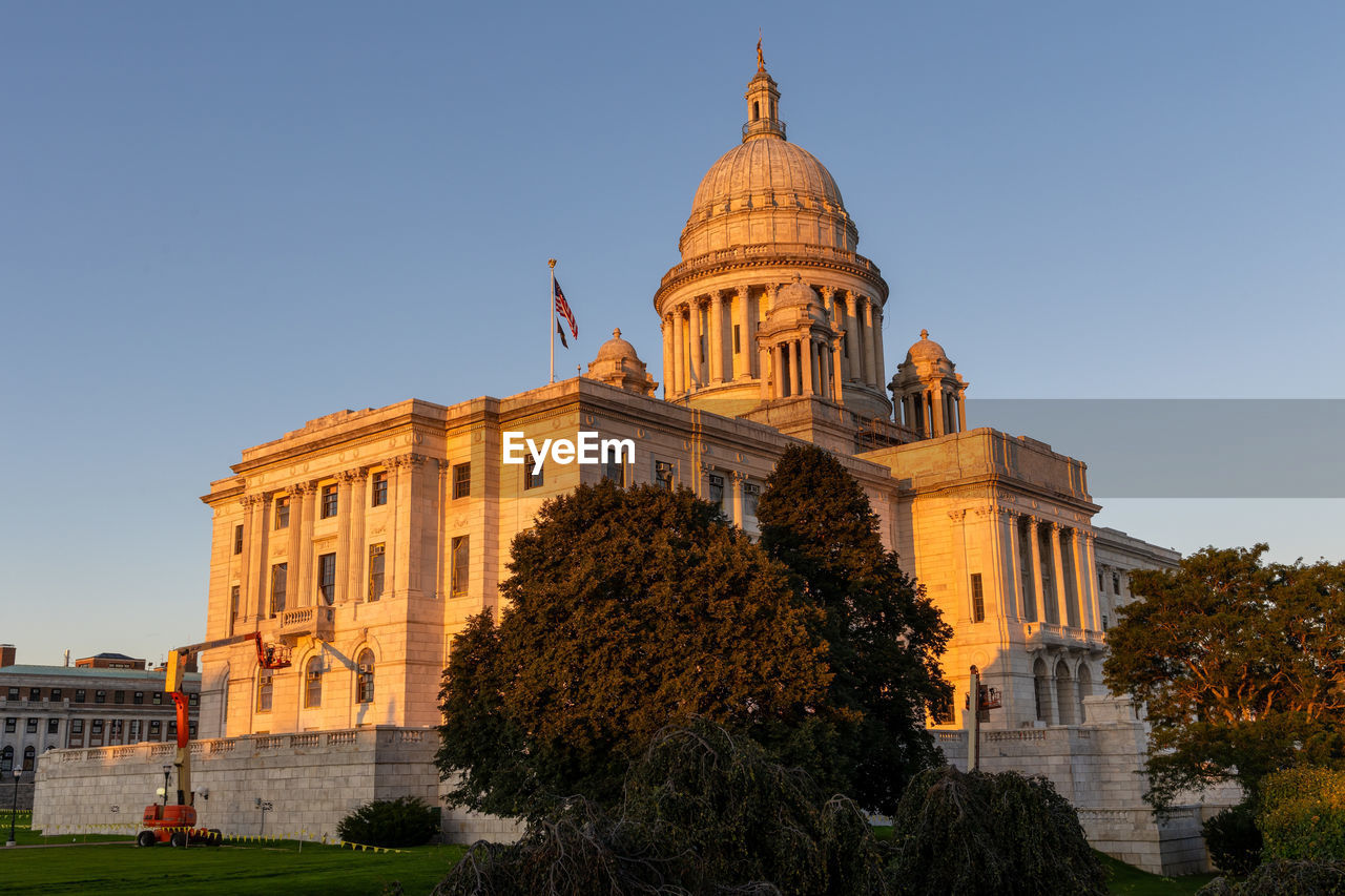 Rhode island capitol building at sunset