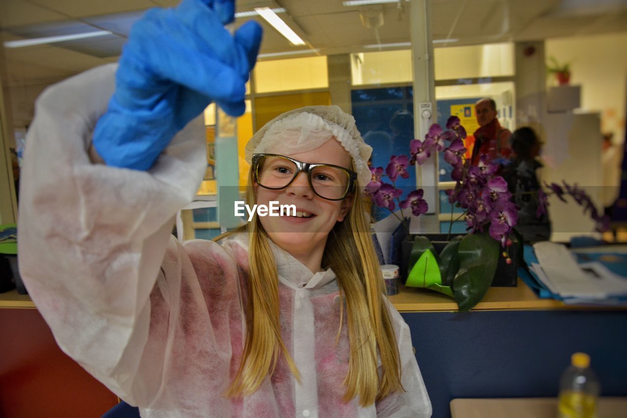 Girl experimenting in laboratory