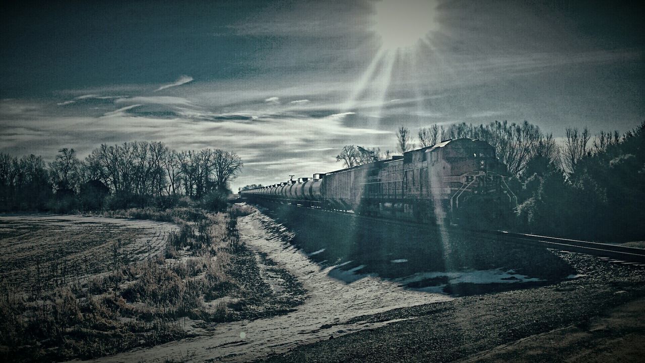 Train at countryside during winter