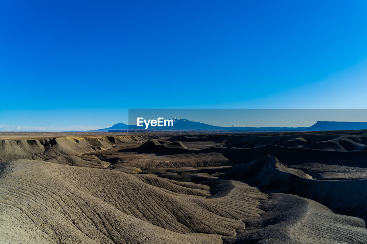 PANORAMIC VIEW OF DESERT AGAINST CLEAR SKY