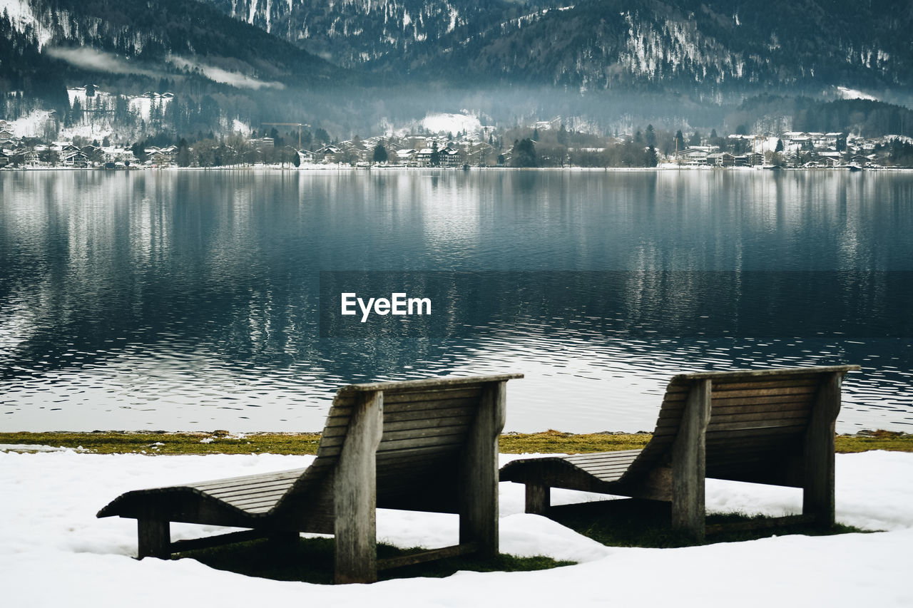 Scenic view of pier over lake