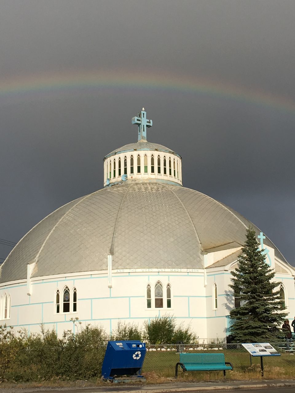 VIEW OF RAINBOW OVER BUILDING