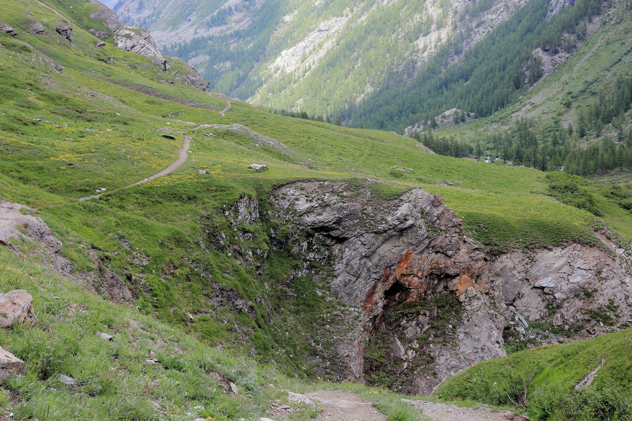 SCENIC VIEW OF STREAM AMIDST MOUNTAINS