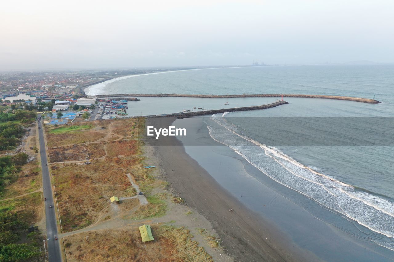 High angle view of beach against sky