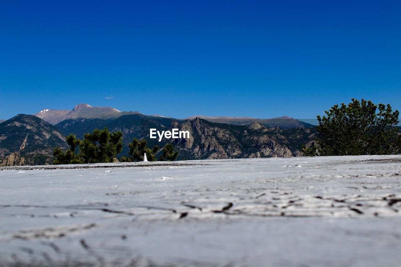 SURFACE LEVEL OF LAND AGAINST CLEAR SKY