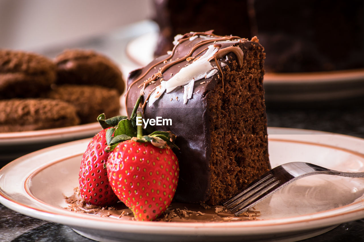 A delicious cake slice with strawberry