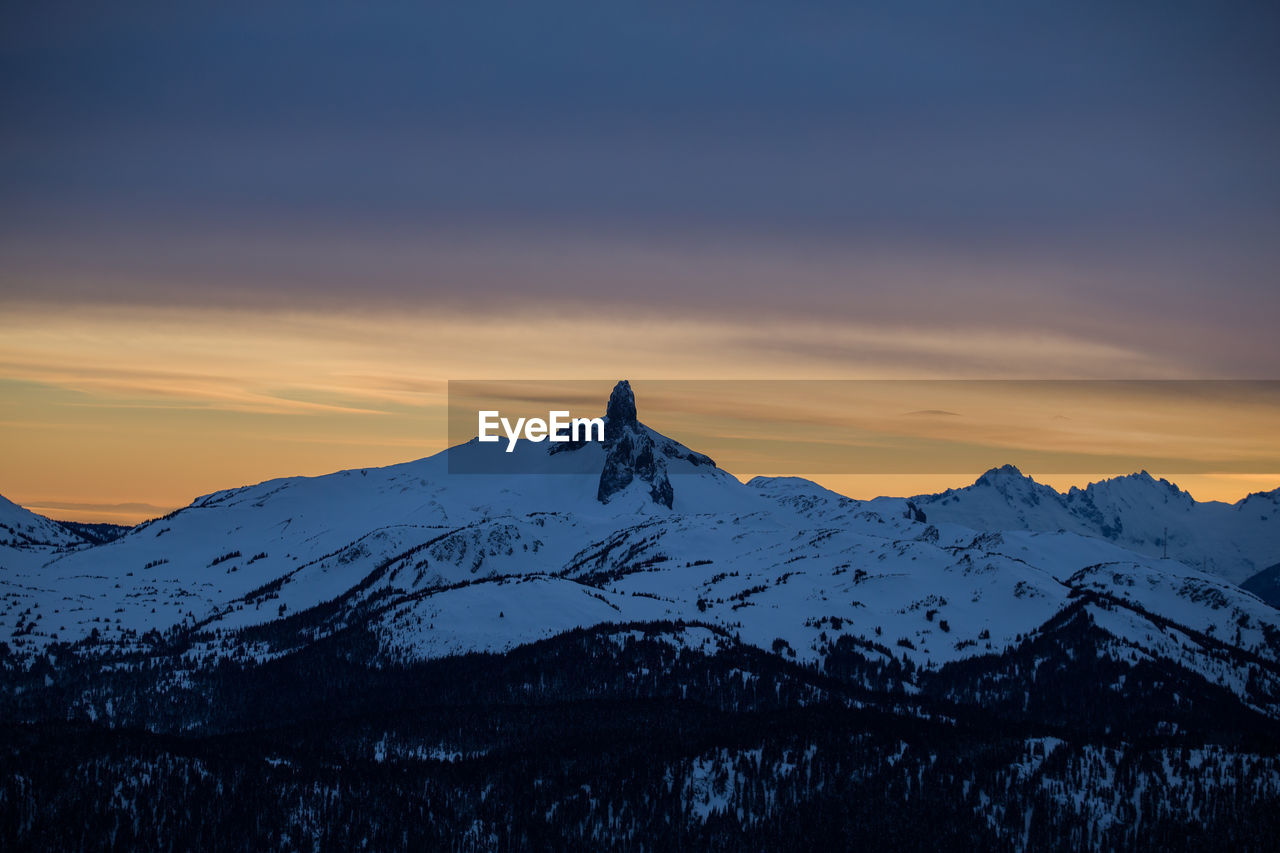 Mountain landscape at sunset in whistler canada