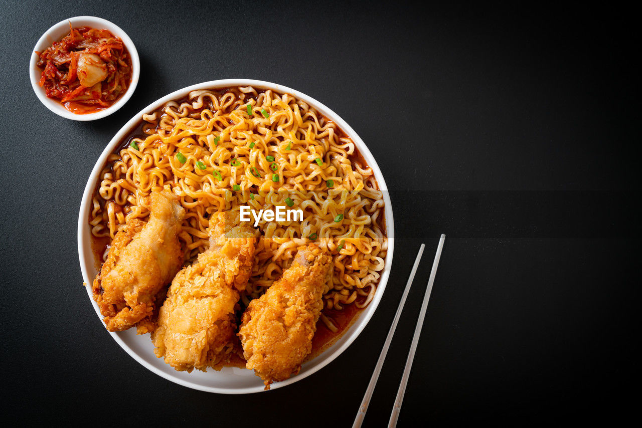 high angle view of food in container on table