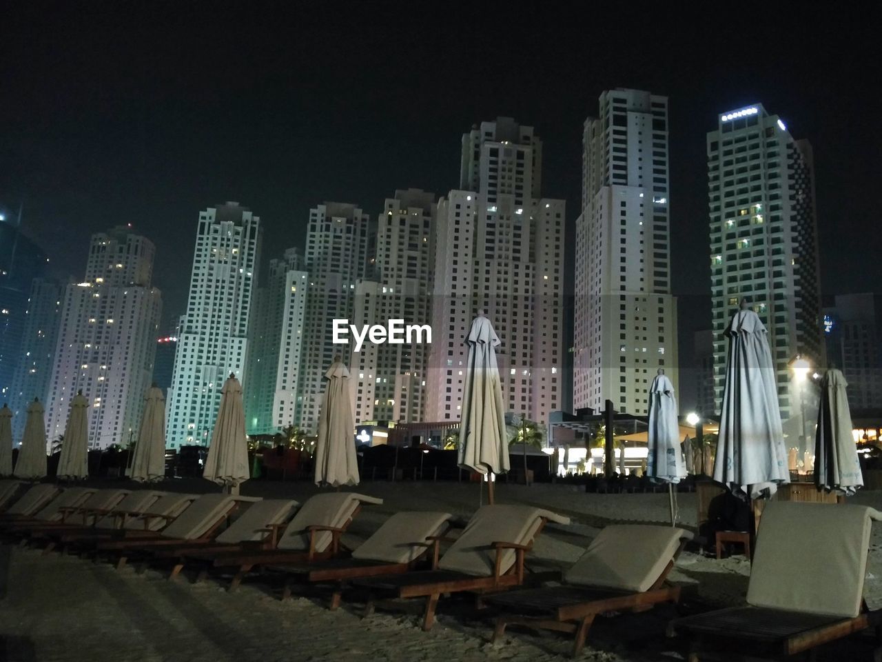 View of skyscrapers at night